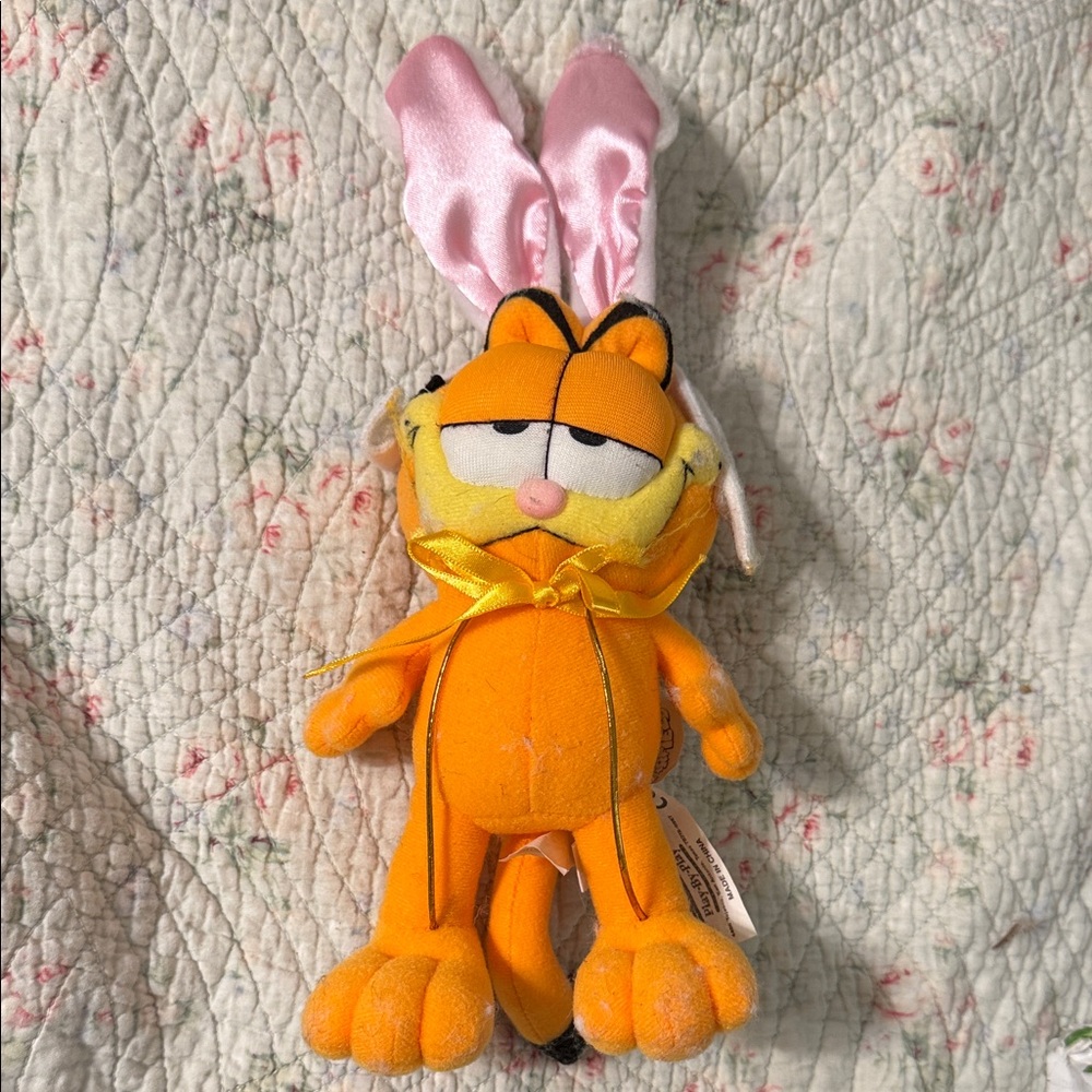 Orange Stuffed Animal with Pink Ears